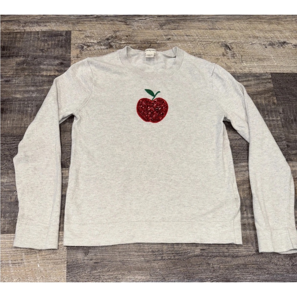 J. Crew Girls Sweater Size Large 10-11 Back To School Beaded Apple